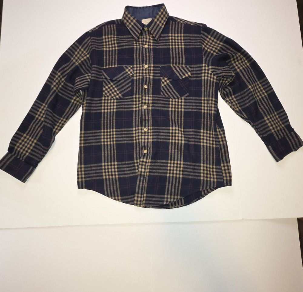 Vintage Sears Flannel Shirt Plaid Mens Large Tall 16-16 1/2 Work Chore